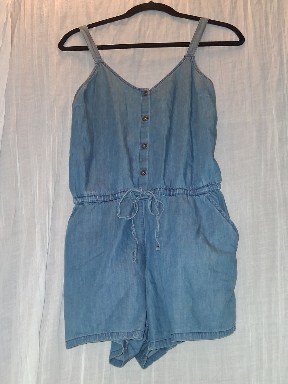 Old Navy Light Blue Denim Button-Front Romper